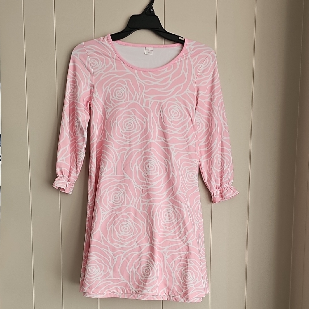 Penelope Plumm Girls Rose Pattern Long Sleeve Dress‎